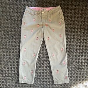Teenie Weenie Teddy Embroidered Cropped Khaki Pants